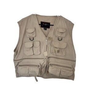 Men's Rio Bravo Vest Utility Fly Fishing Vest Khaki Outdoor Zipper Size L